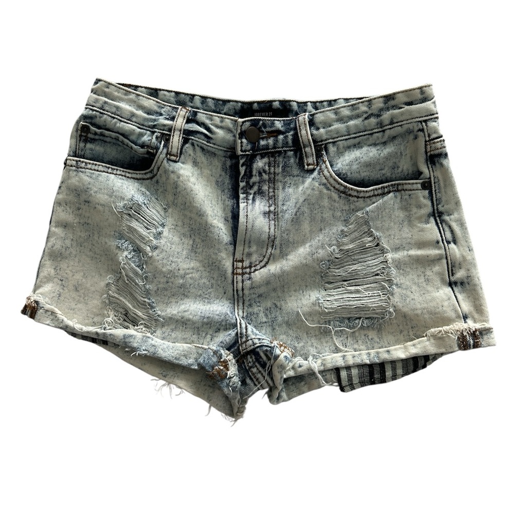 Forever 21 Light Blue Distressed Jean Shorts size 28